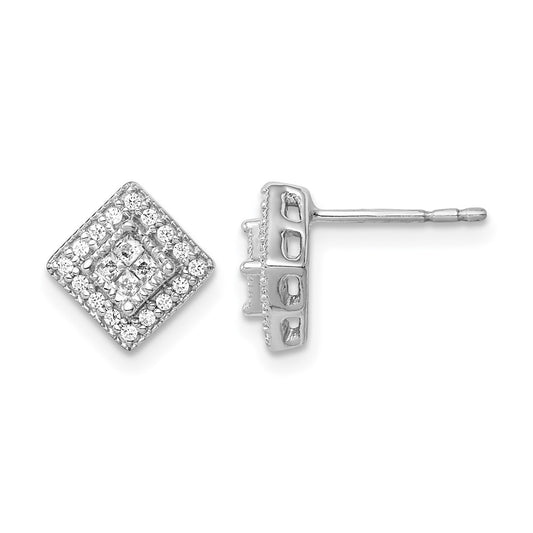 10K White Gold Diamond Post Earrings
