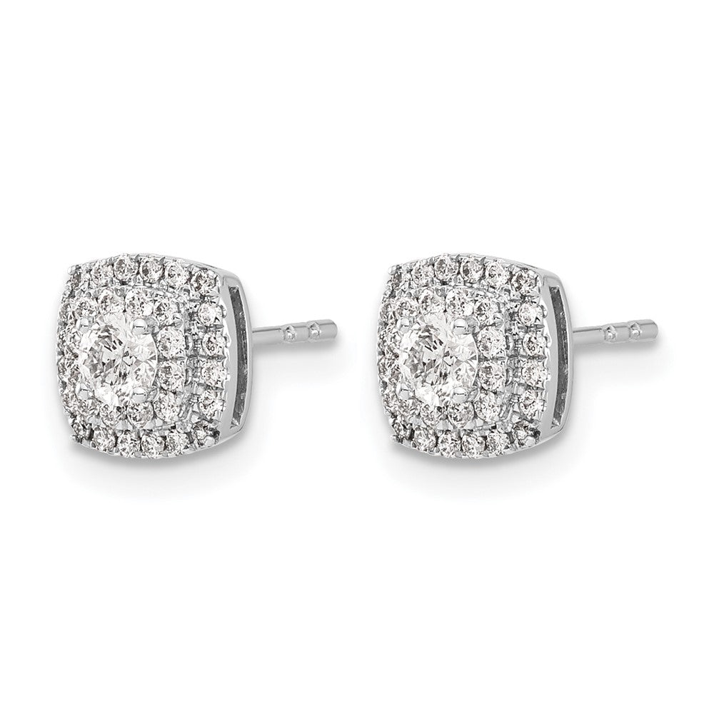 10K White Gold Diamond Halo Post Earrings