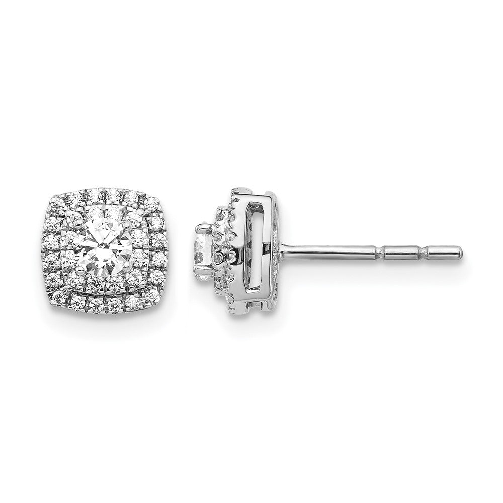 10K White Gold Diamond Halo Post Earrings