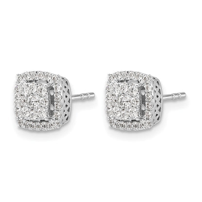 14k White Gold 1/2 Ct. Lab Grown Diamond VS/SI+ G+ Double Halo Post Earrings