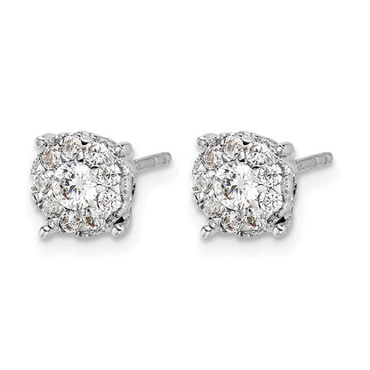 14K White Gold 1 Carat Lab Grown Diamond Vs/Si+ G+ Halo Post Earrings