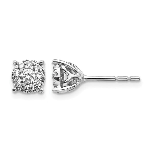 14K White Gold 1 Carat Lab Grown Diamond Vs/Si+ G+ Halo Post Earrings