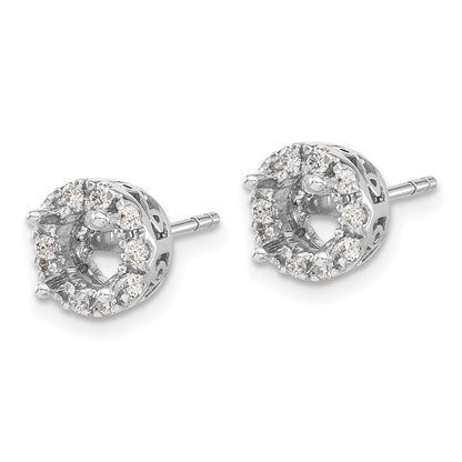 14k White Gold Real Diamond Semi-mount Stud Earrings