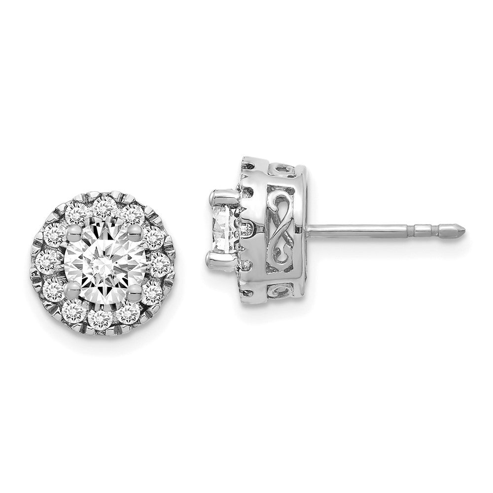 Solid 14k White Gold Simulated CZ Semi-mount Stud Earrings
