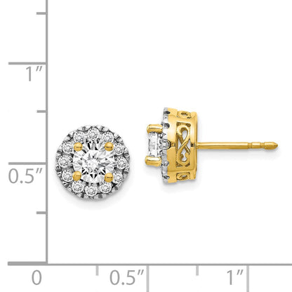 Solid 14k Yellow Gold Simulated CZ Semi-mount Stud Earrings