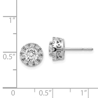 Solid 14k White Gold Simulated CZ Semi-mount Stud Earrings