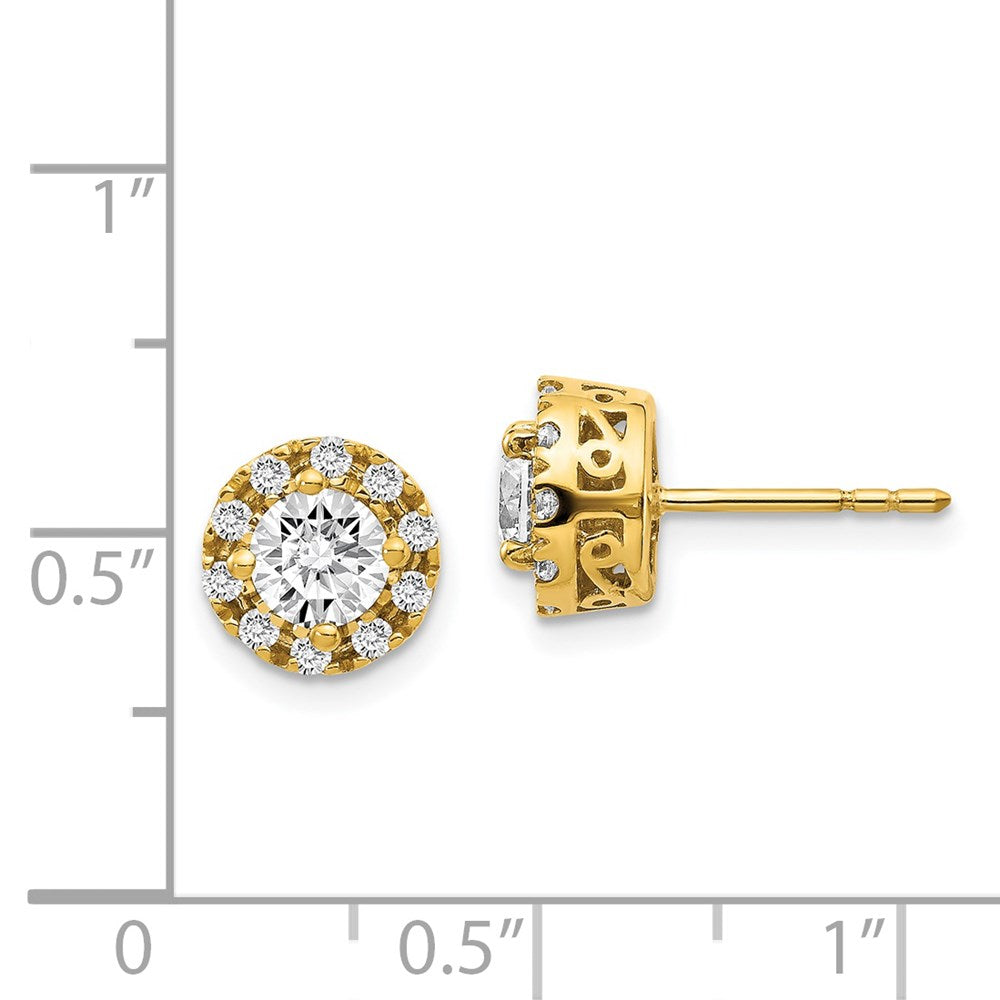 Solid 14k Yellow Gold Simulated CZ Semi-mount Stud Earrings
