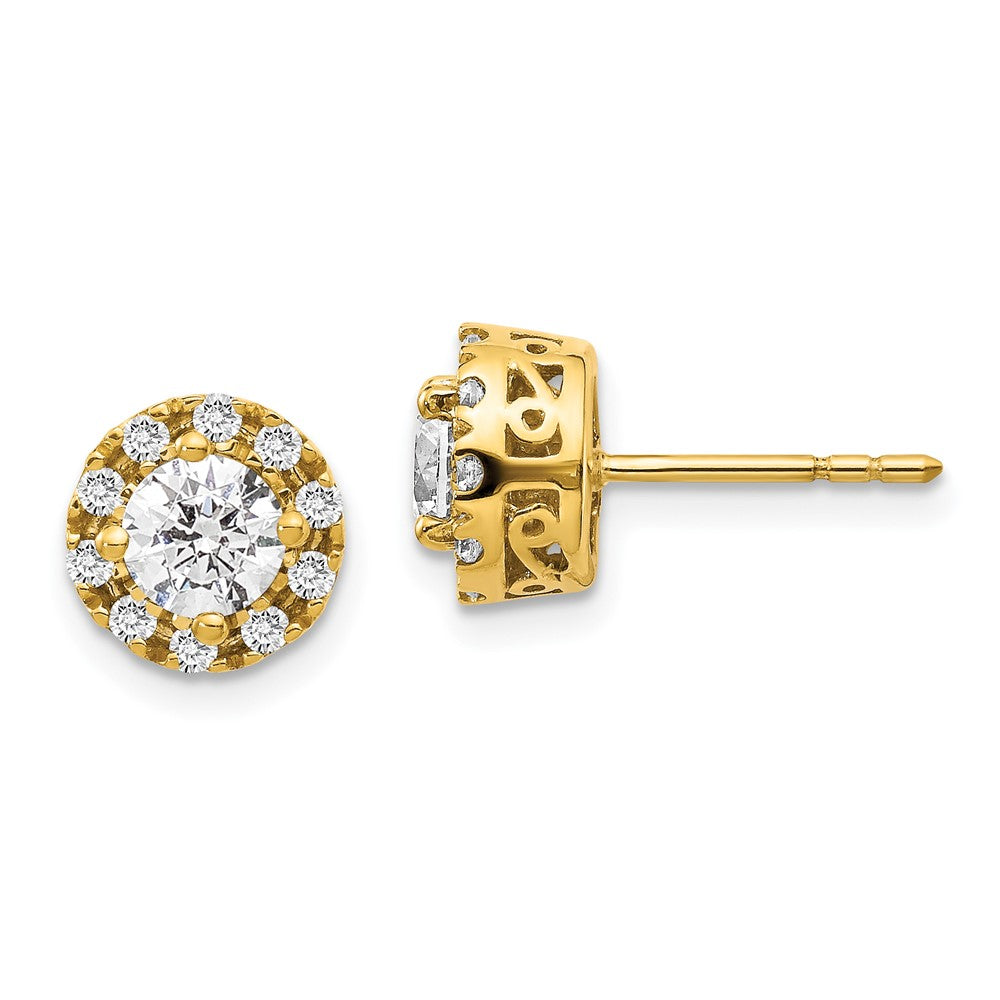 14k Yellow Gold Real Diamond Semi-mount Stud Earrings