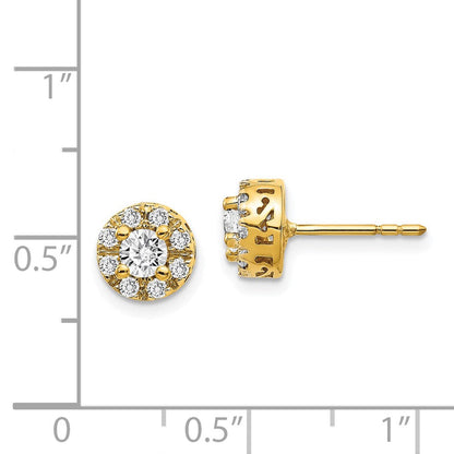 14k Yellow Gold Real Diamond Semi-mount Stud Earrings