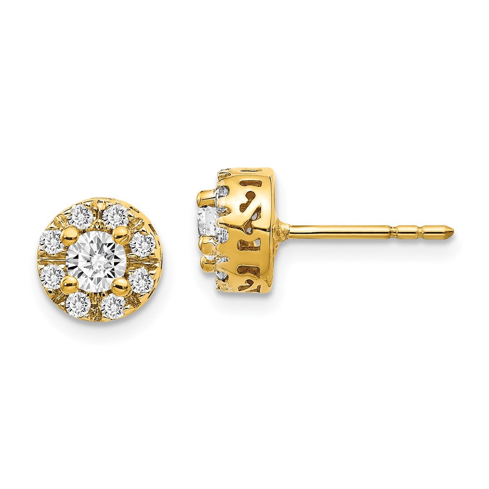 14k Yellow Gold Real Diamond Semi-mount Stud Earrings