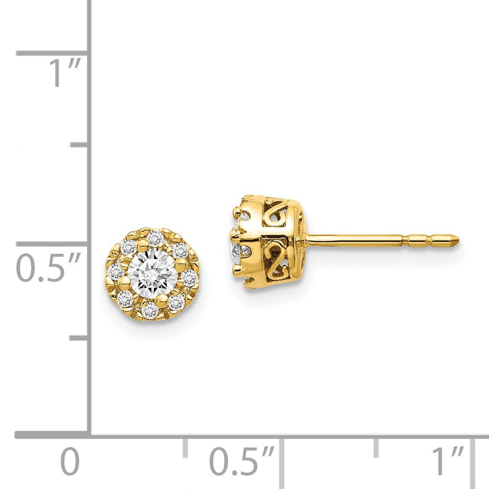 14k Yellow Gold Real Diamond Semi-mount Stud Earrings