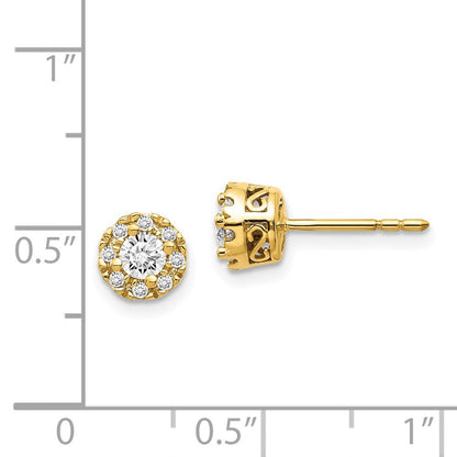 14k Yellow Gold Real Diamond Semi-mount Stud Earrings