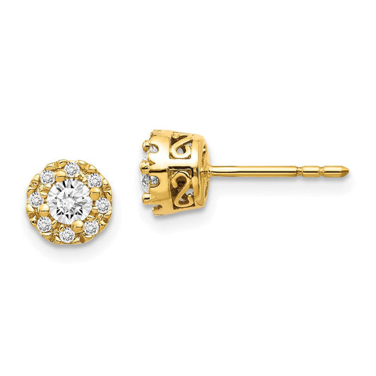 14k Yellow Gold Real Diamond Semi-mount Stud Earrings
