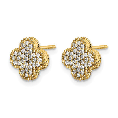 14k Yellow Gold 1/3 Ct. Lab Grown Diamond VS/SI+ G+ Complete Quatrefoil Post Earrings