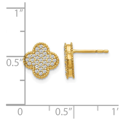 14k Yellow Gold 1/3 Ct. Lab Grown Diamond VS/SI+ G+ Quatrefoil Post Earrings
