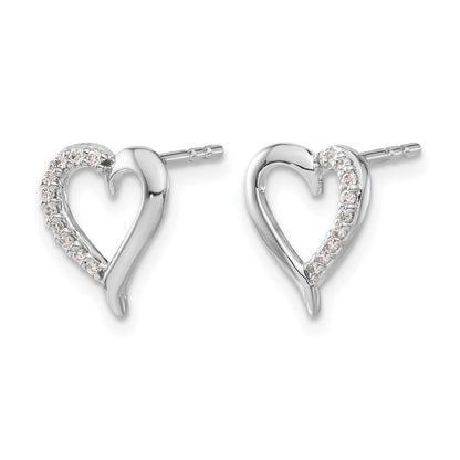 14K White Gold 1/10 Carat Lab Grown Diamond Vs/Si+ G+ Complete Heart Post Earrings
