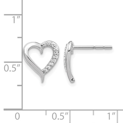 14K White Gold 1/10 Carat Lab Grown Diamond Vs/Si+ G+ Complete Heart Post Earrings