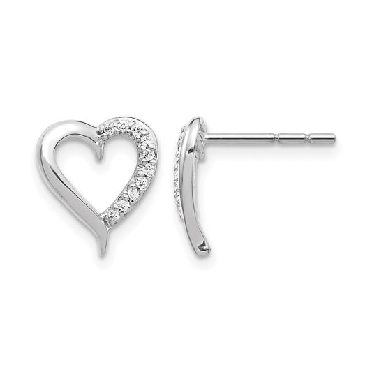 14K White Gold 1/10 Carat Lab Grown Diamond Vs/Si+ G+ Complete Heart Post Earrings