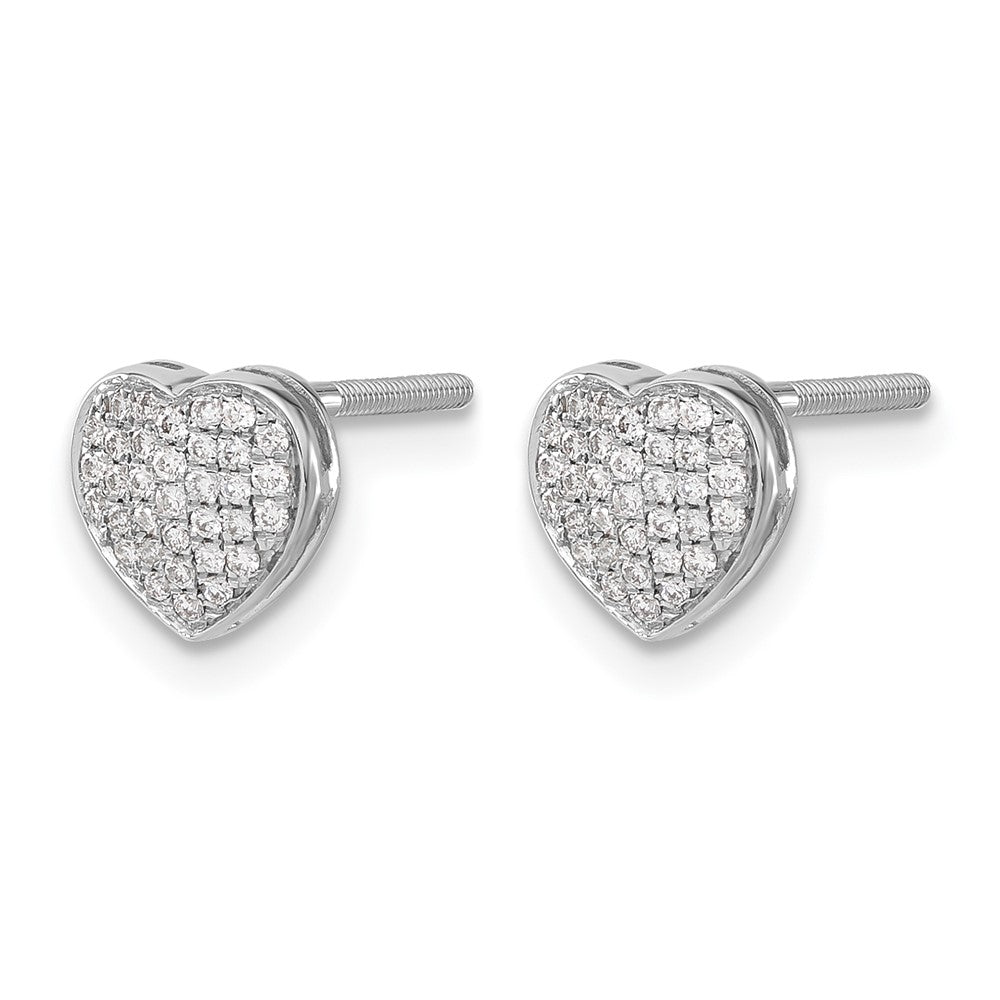 14K White Gold Lab Grown VS/SI+ G+ Diamond Heart Screwback Post Earrings
