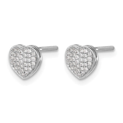 14K White Gold Lab Grown VS/SI+ G+ Diamond Heart Screwback Post Earrings