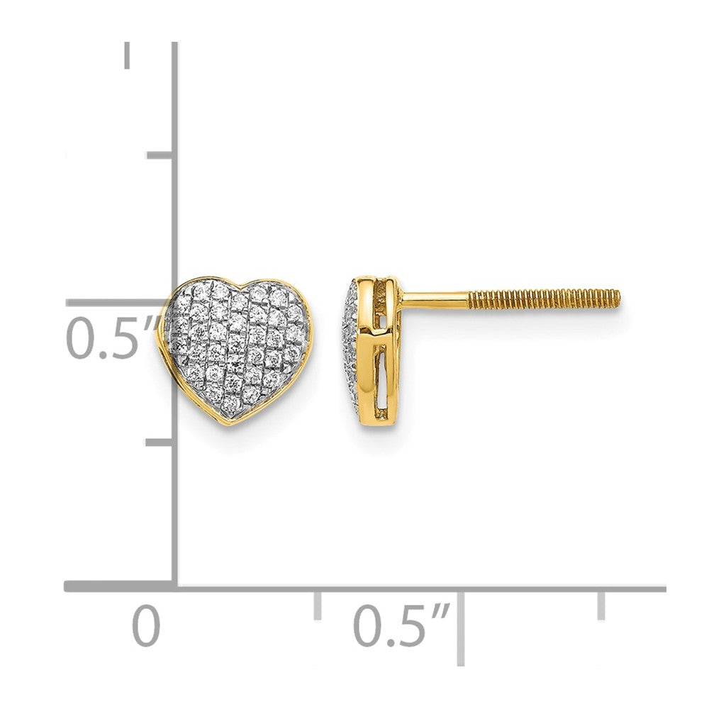 14k Yellow Gold Lab Grown VS/SI+ G+ Dia Heart Screwback Post Earrings