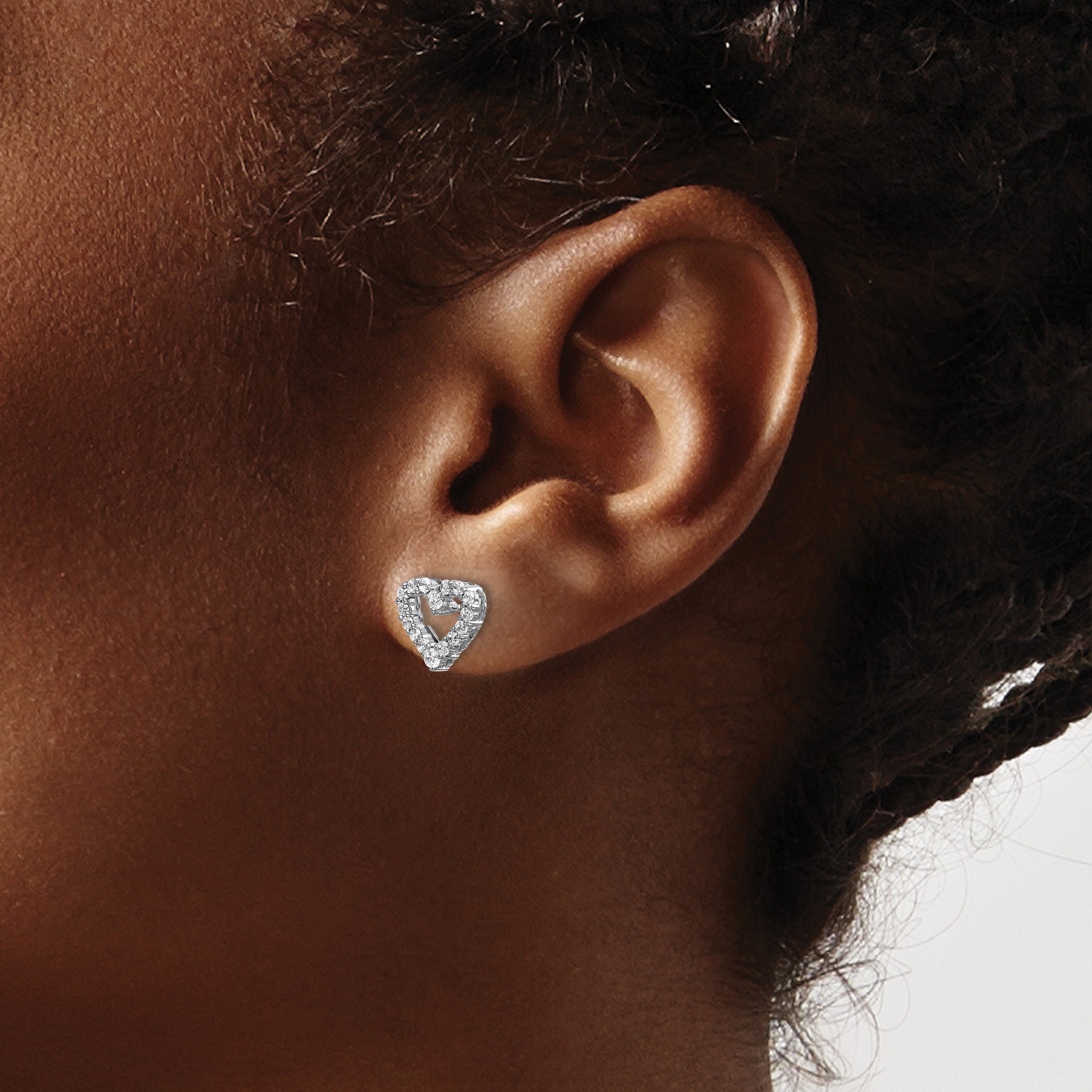 10k White Gold 1/2 Ct. Lab Grown Diamond VS/SI+ G+ Heart Post Earrings