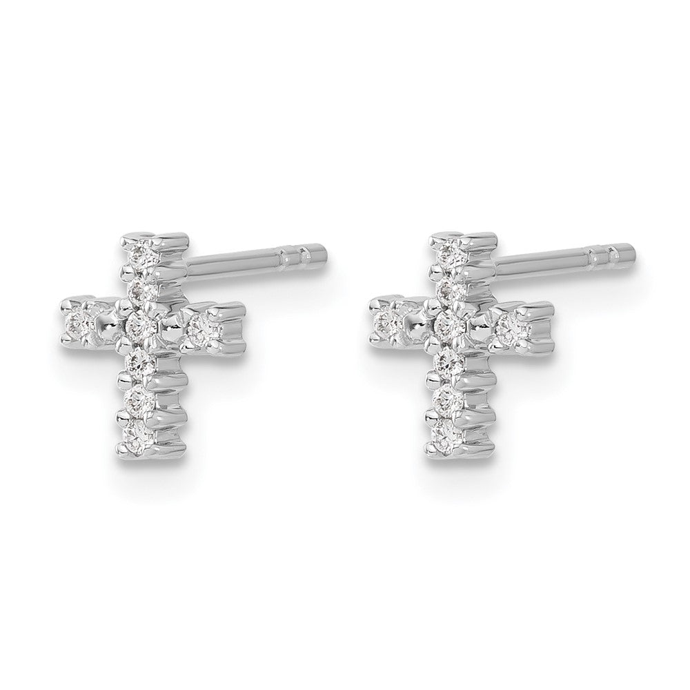 14k White Gold 1/10 Ct. Lab Grown Diamond VS/SI+ G+ Cross Post Earrings