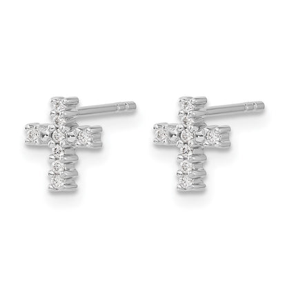 14k White Gold 1/10 Ct. Lab Grown Diamond VS/SI+ G+ Cross Post Earrings