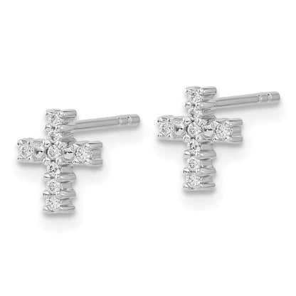 14k White Gold Polished Real Diamond Cross Post Earrings
