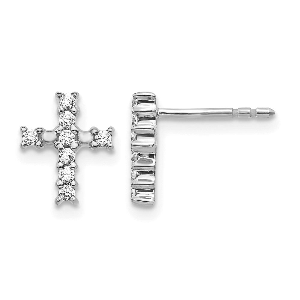 14k White Gold 1/5 Ct. Lab Grown Diamond VS/SI+ G+ Cross Post Earrings