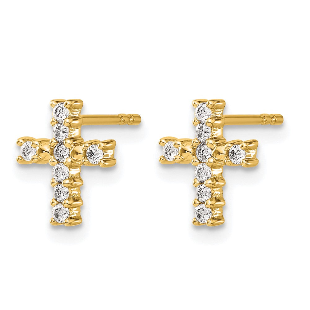 14k Yellow Gold 1/5 Ct. Lab Grown Diamond VS/SI+ G+ Cross Post Earrings