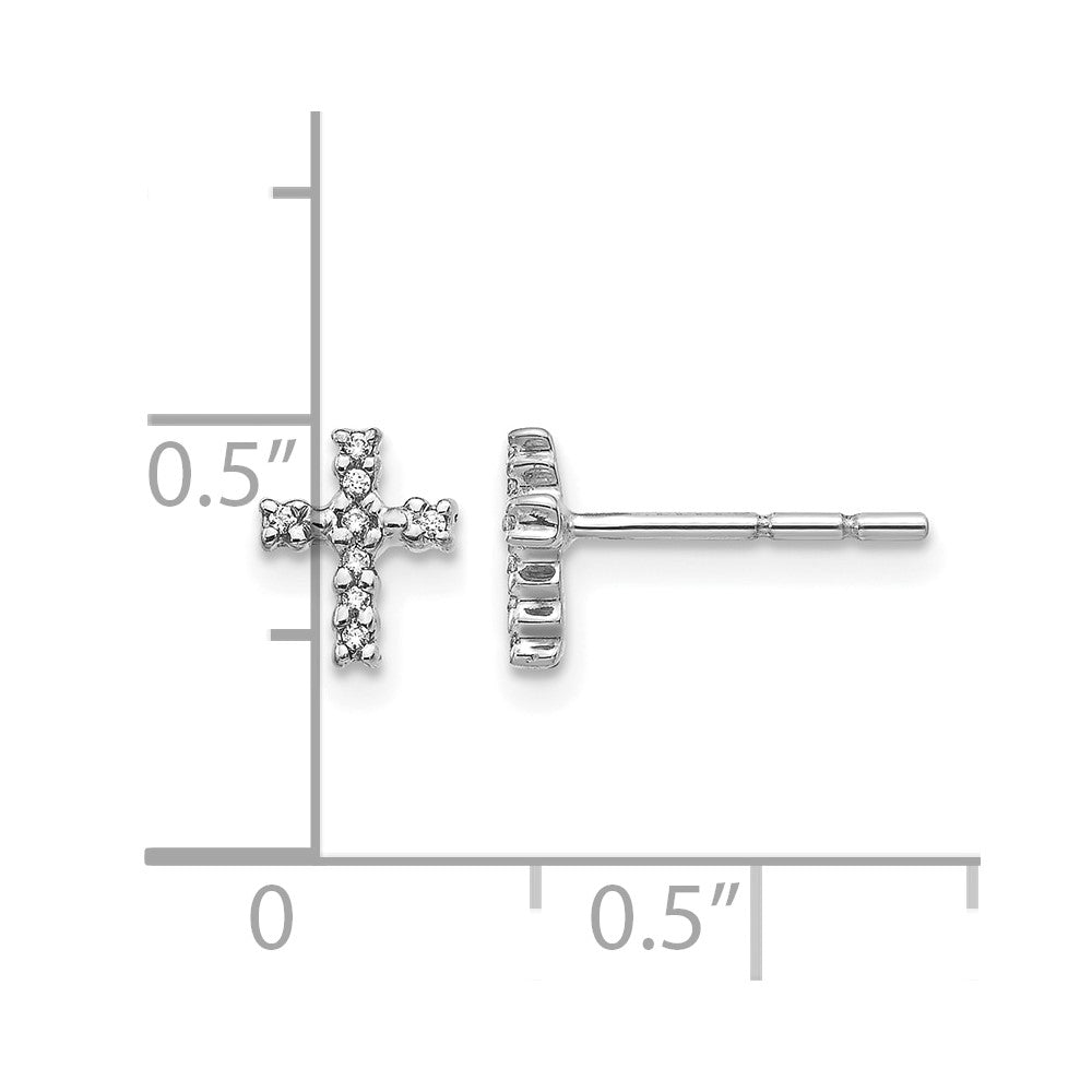 10K White Gold Polished Diamond Cross Post Earrings