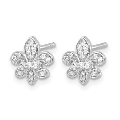 14K White Gold Lab Grown VS/SI+ G+ Diamond Fleur de Lis Post Earrings