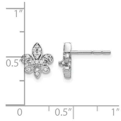 14K White Gold Lab Grown VS/SI+ G+ Diamond Fleur de Lis Post Earrings