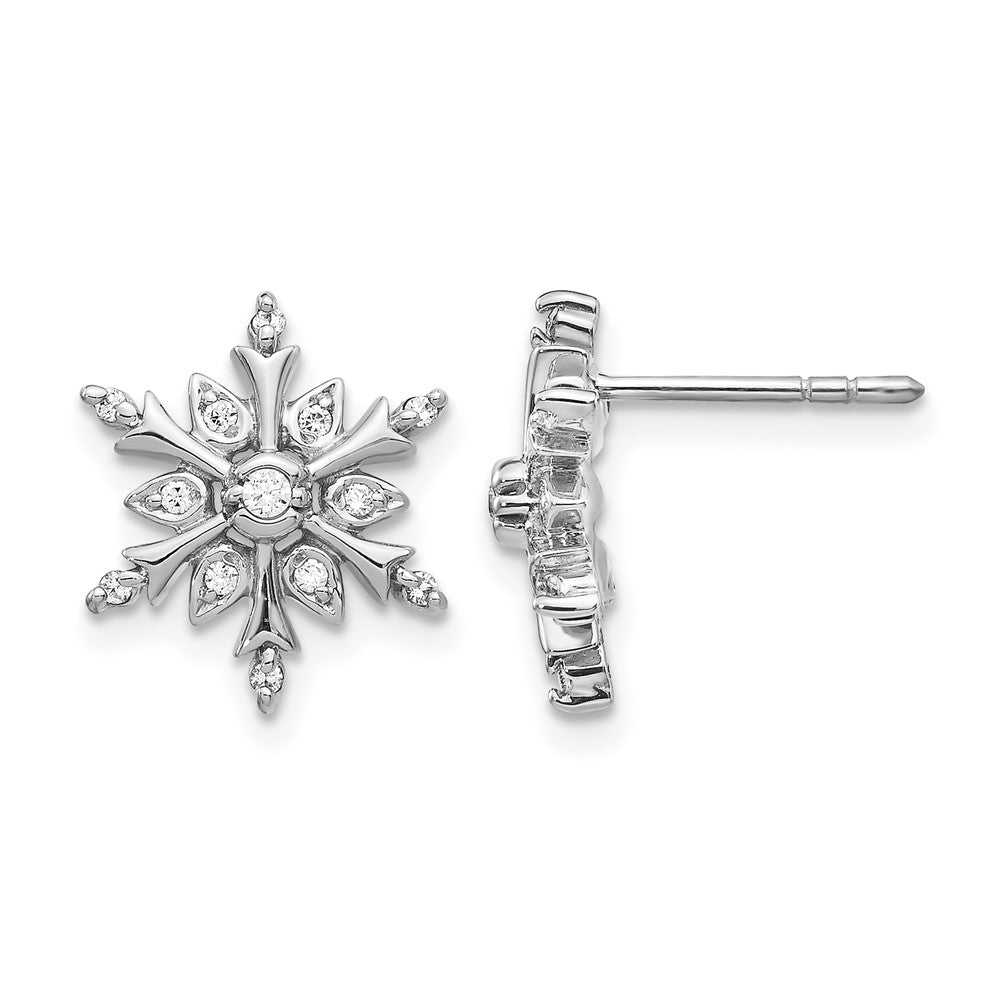 14k White Gold 1/6 Ct. Lab Grown Diamond VS/SI+ G+ Snowflake Post Earrings
