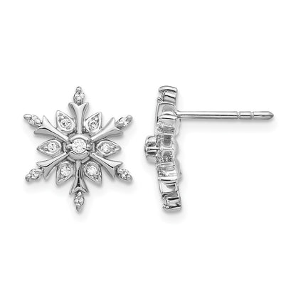 14k White Gold 1/6 Ct. Lab Grown Diamond VS/SI+ G+ Snowflake Post Earrings