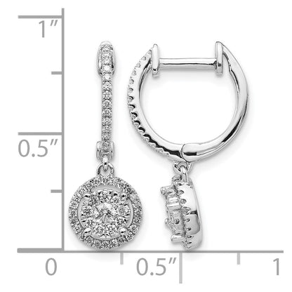 14k White Gold 1/2 Ct. Lab Grown Diamond VS/SI+ G+ Halo Hinged Hoop Earrings