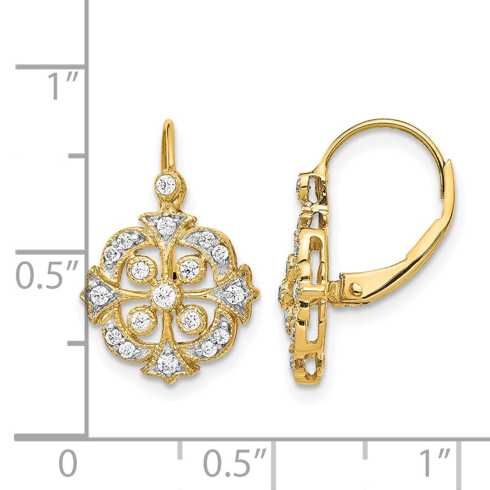 14k Yellow Gold 1/3 Ct. Lab Grown Diamond VS/SI+ G+ Complete Fashion Leverback Earrings