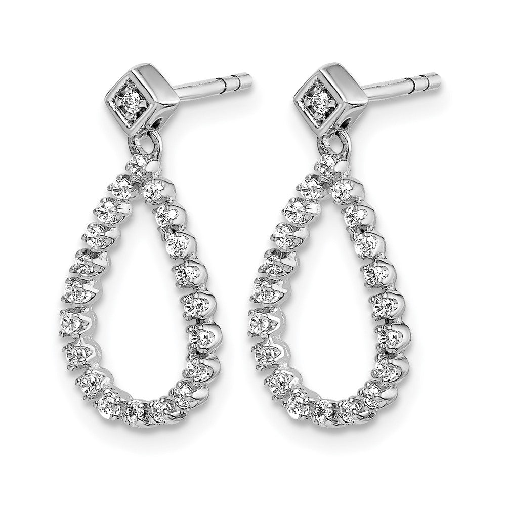 14k White Gold 1/4 Ct. Lab Grown Diamond VS/SI+ G+ Dangle Teardrop Post Earrings