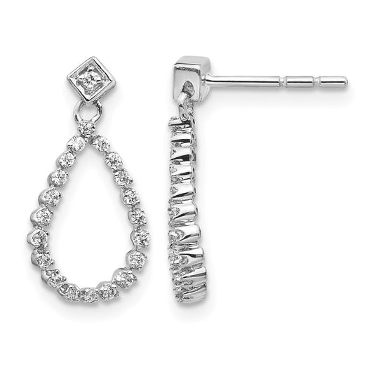 14k White Gold 1/4 Ct. Lab Grown Diamond VS/SI+ G+ Dangle Teardrop Post Earrings