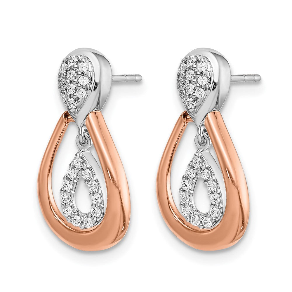 14K Two-Tone Lab Grown VS/SI FGH Diamond Post Dangle Earrings