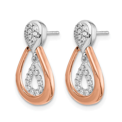 14K Two-Tone Lab Grown VS/SI FGH Diamond Post Dangle Earrings