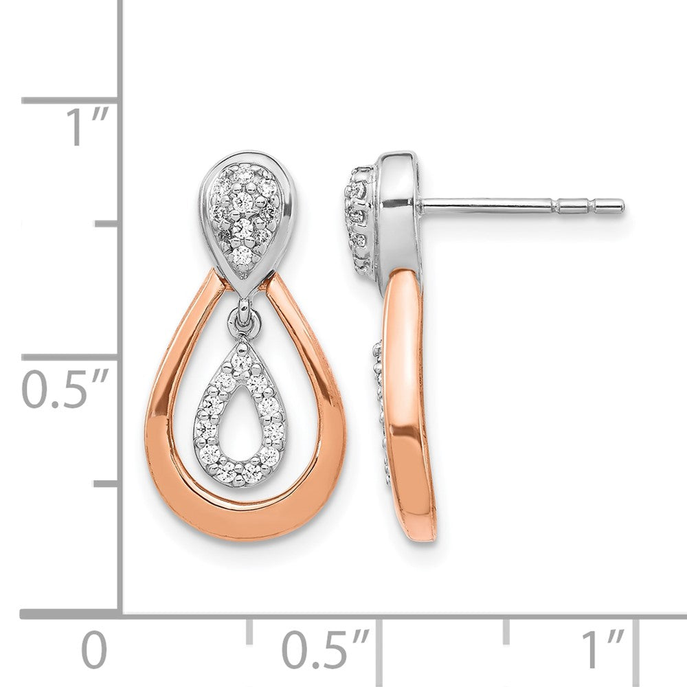 14K Two-Tone Lab Grown VS/SI FGH Diamond Post Dangle Earrings