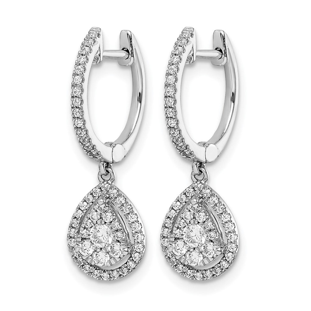 14k White Gold 1/2 Ct. Lab Grown Diamond VS/SI+ G+ Halo Hinged Hoop Earrings