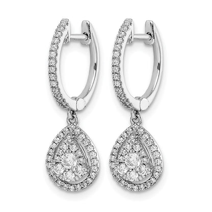 14k White Gold 1/2 Ct. Lab Grown Diamond VS/SI+ G+ Halo Hinged Hoop Earrings