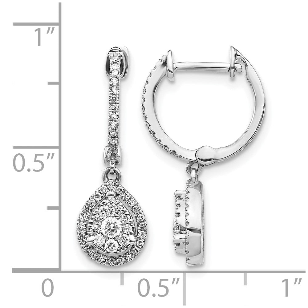 14k White Gold 1/2 Ct. Lab Grown Diamond VS/SI+ G+ Halo Hinged Hoop Earrings