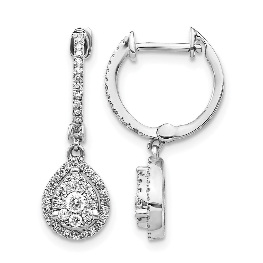 14k White Gold 1/2 Ct. Lab Grown Diamond VS/SI+ G+ Halo Hinged Hoop Earrings
