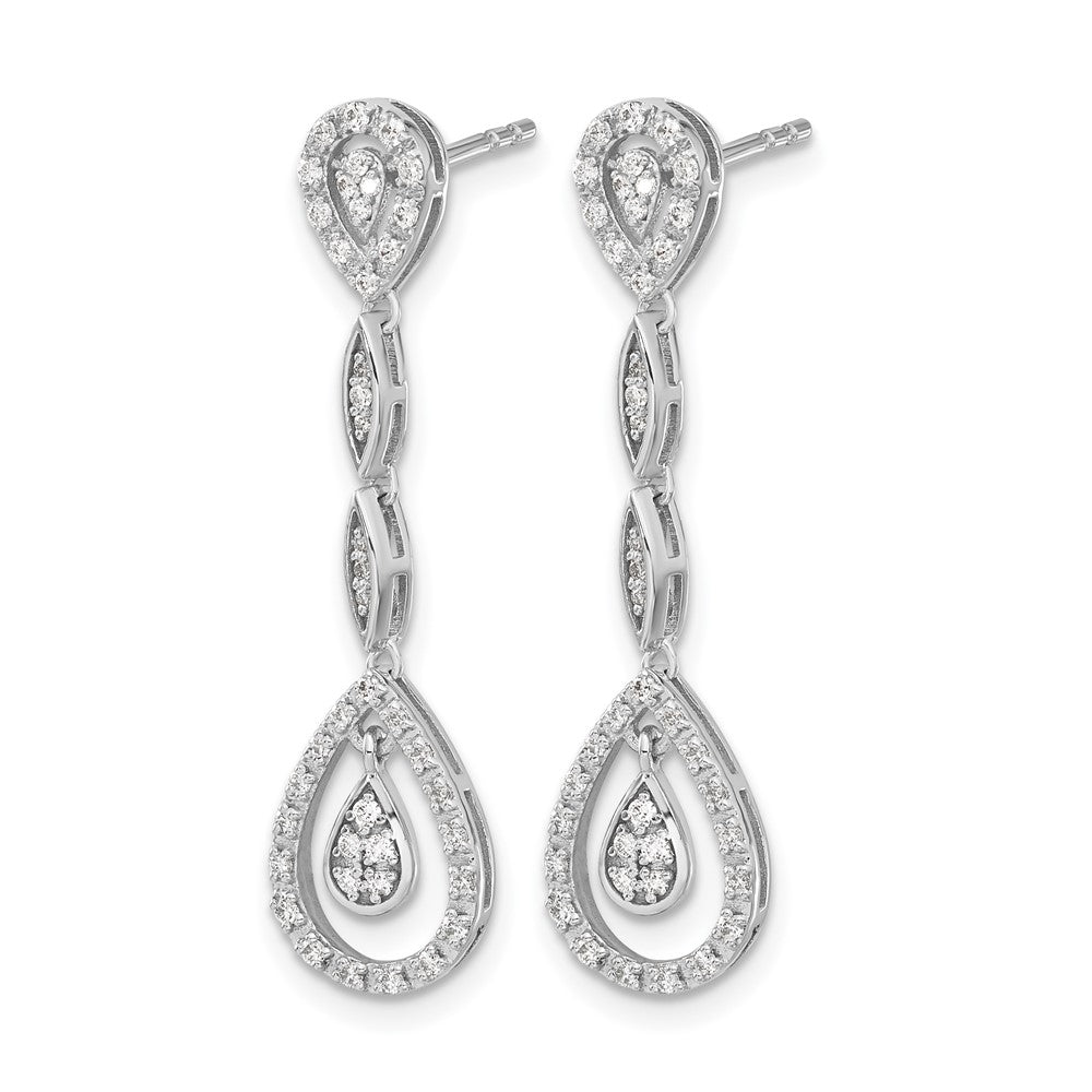14k White Gold 1/3 Ct. Lab Grown Diamond VS/SI+ G+ Dangle Teardrop Post Earrings