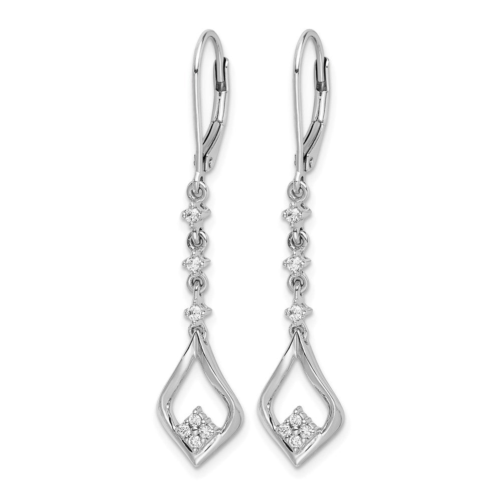 10K White Gold Diamond Leverback Dangle Earrings