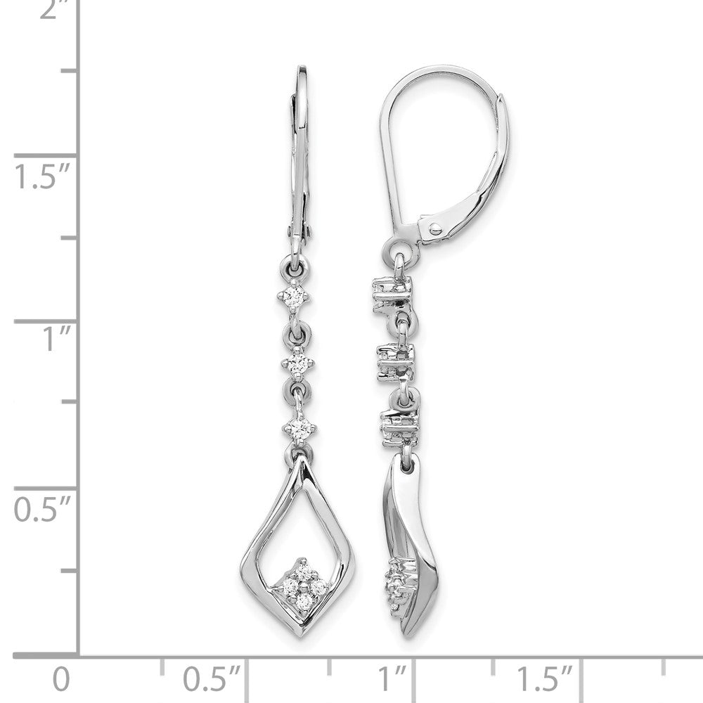 10K White Gold Diamond Leverback Dangle Earrings